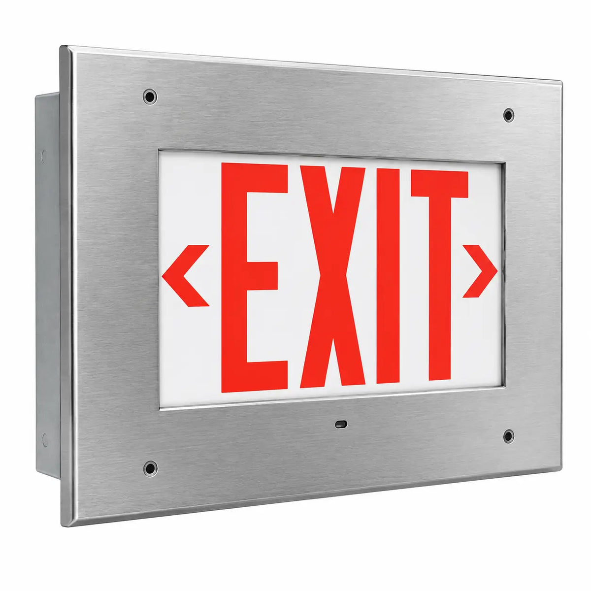Clean Room Exit Signs- Recessed Wall Mount - Battery, side view