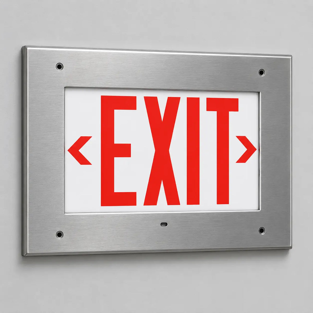 Clean Room Exit Signs- Recessed Wall Mount - Battery, wall mount view
