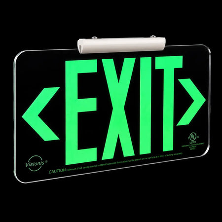Clear Photoluminscent Emergency Exit Sign - Wireless - UL924 Listed, night view