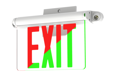 Edge lit exit sign clear panel with emergency adustable down light 