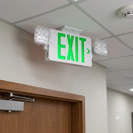 Combo All LED Exit Sign Green LED - Self Testing Diagnostic