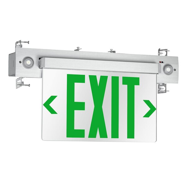 Green edge lit with emergency lighting down lights 