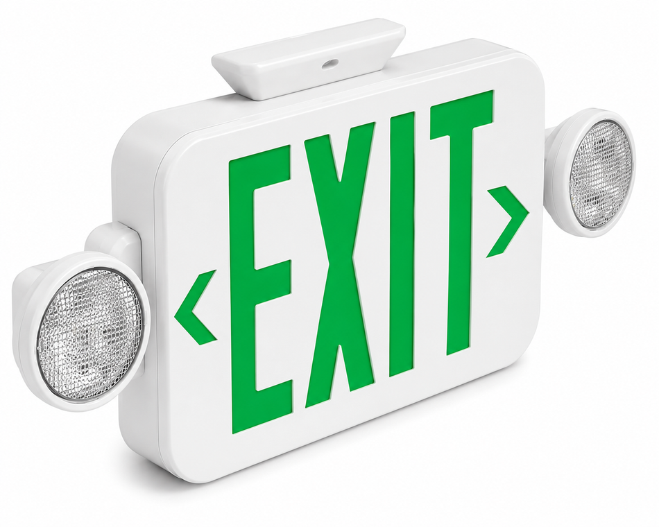 Compact Combination All Green LED Exit Sign - Remote Capable - Case of 6