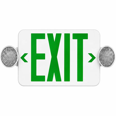 Compact Combination All Green LED Exit Sign - Remote Capable - Case of 6, front view