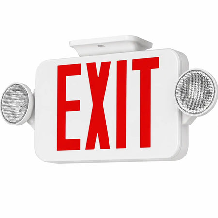 Compact Combination All LED Exit Sign RED With Emergency Lights - Case of 6, ceiling mounting