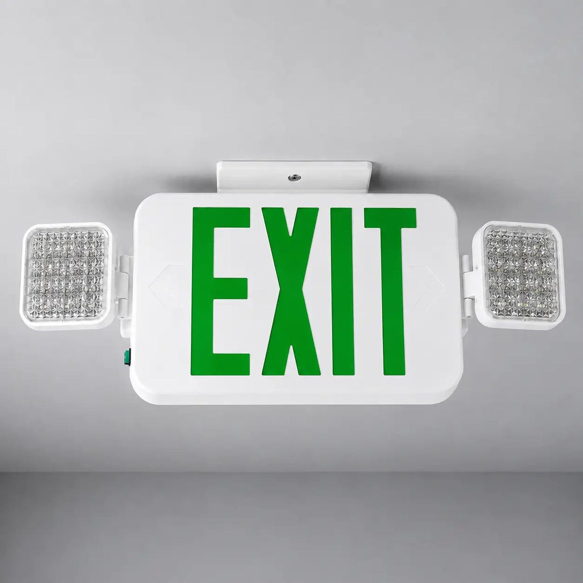 Compact Exit Sign Green Letters Square Emergency Lights - CASE of 6, ceiling mounting