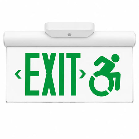 Connecticut Approved Edge Lit Exit Sign - Surface Wheelchair Accessible - Code Approved, green