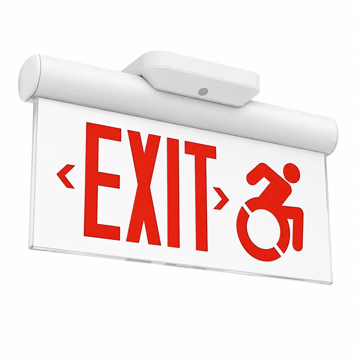 Connecticut Approved Edge Lit Exit Sign - Surface Wheelchair Accessible - Code Approved, red
