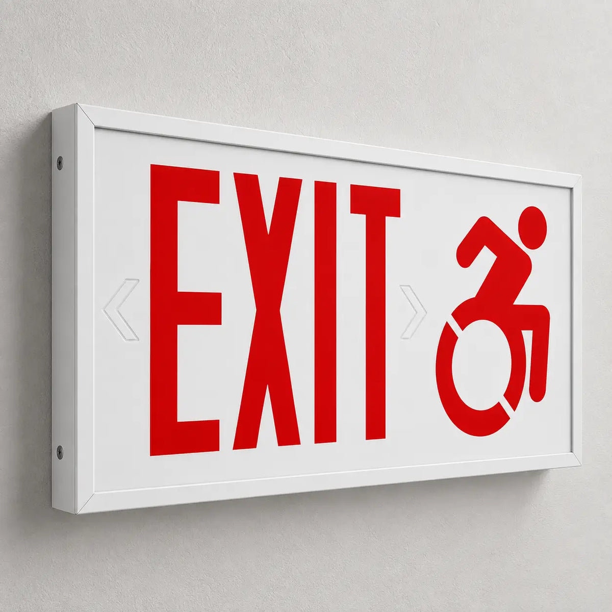 Connecticut Approved Exit Sign Steel - Wheelchair ISA Handicap Symbol, wall mount view