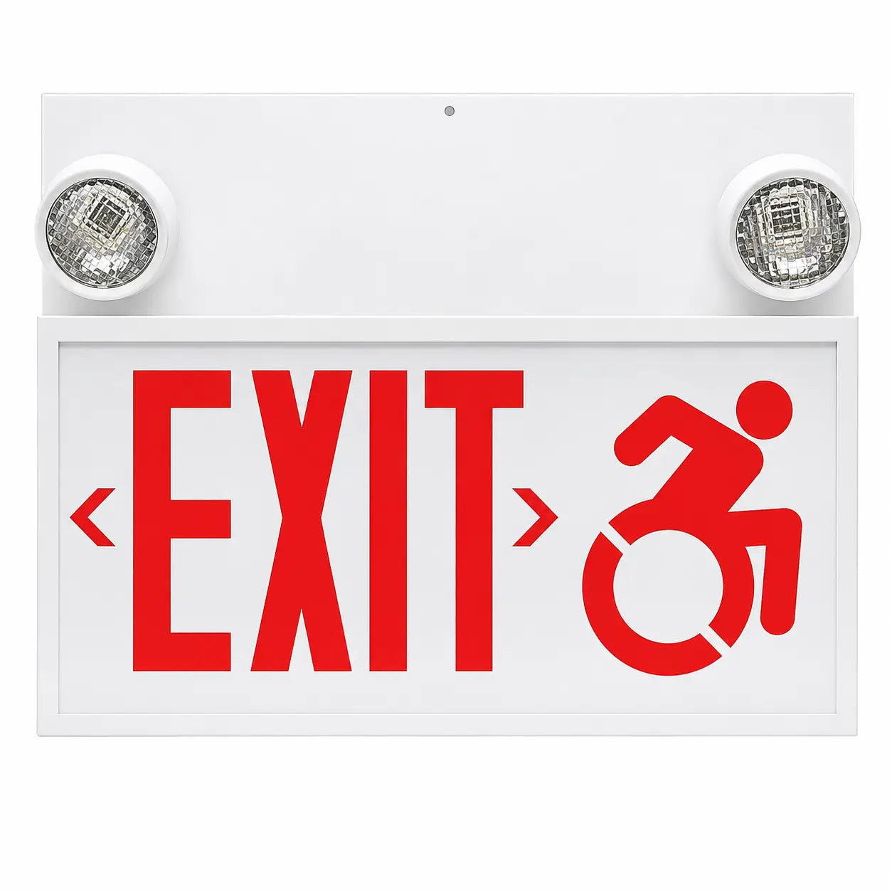 Connecticut Code Exit Sign and Lights Combination Fixture, front view