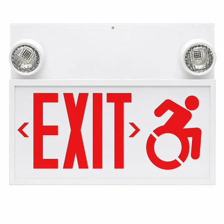 Connecticut Code Exit Sign and Lights Combination Fixture, front view