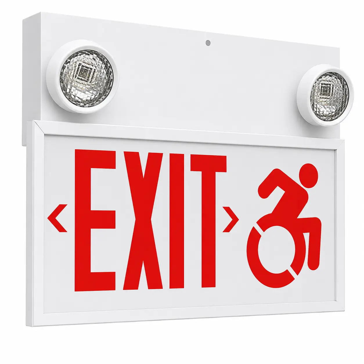 Connecticut Code Exit Sign and Lights Combination Fixture, side view