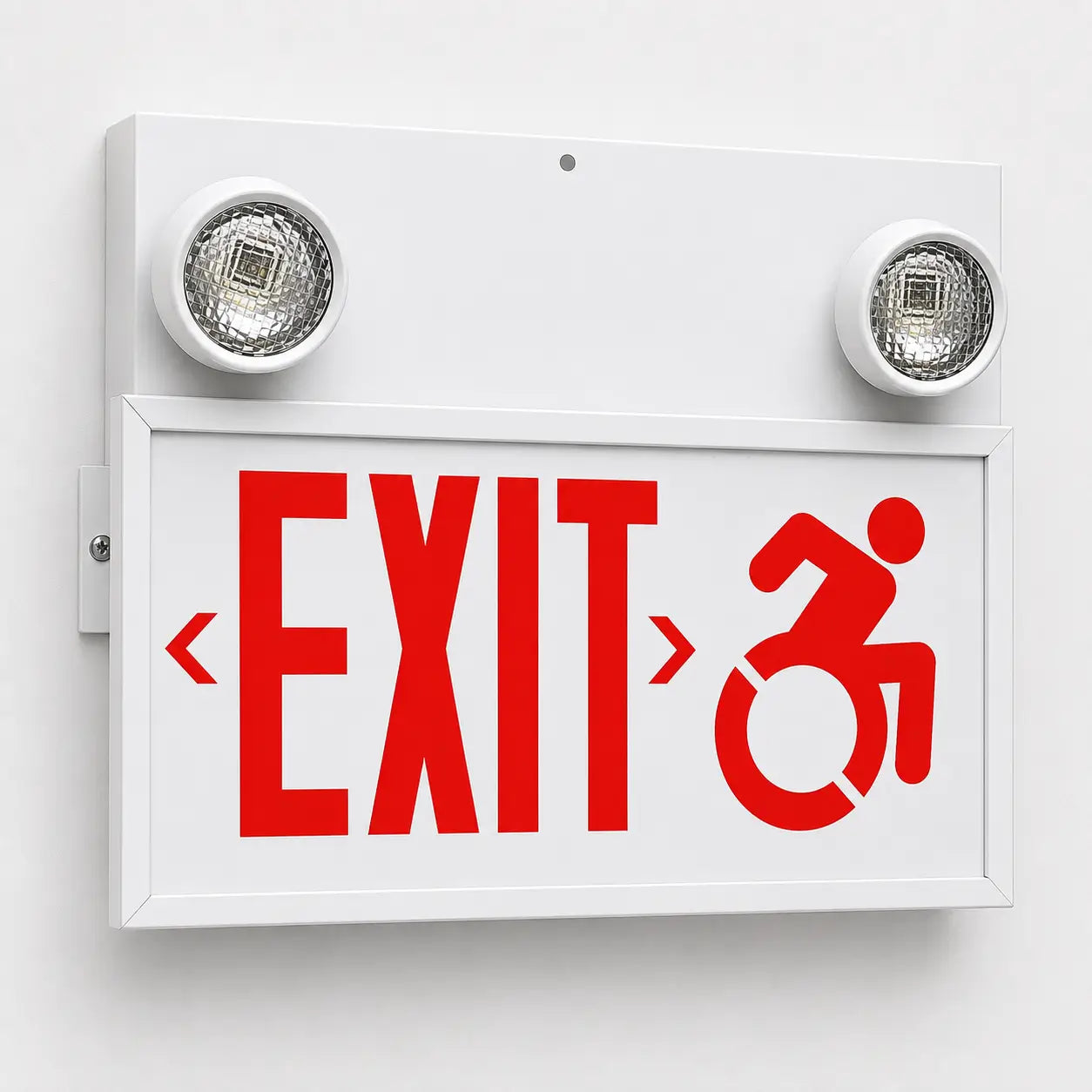 Connecticut Code Exit Sign and Lights Combination Fixture, wall mounting view