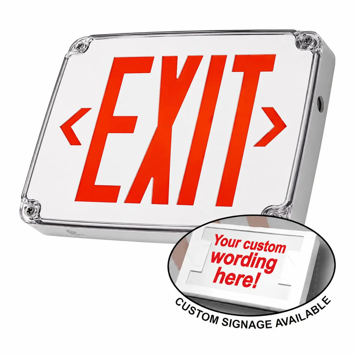 Custom Face Outdoor Cold Weather Exit Sign LED Exit Sign Battery -4 F, front view