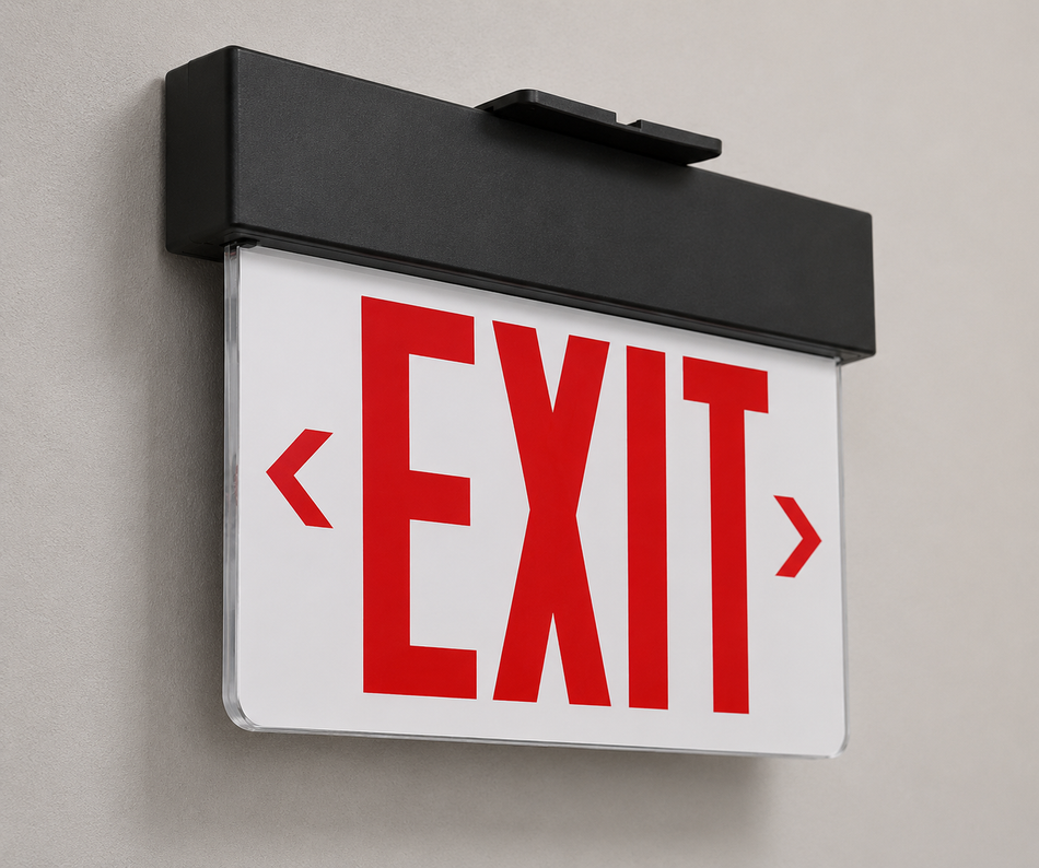wall mounted exit sign - black trim 