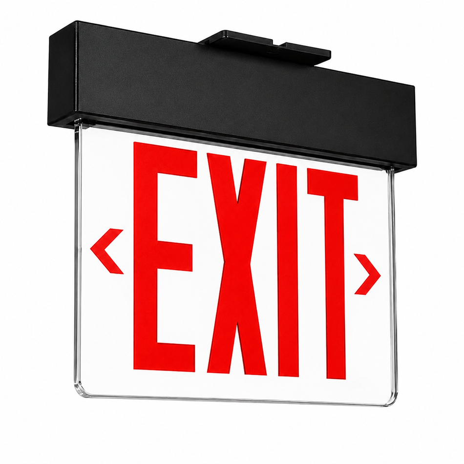 Decor  Exit Sign- Universal Surface Mouton with adjustable arrows and Black Trim 