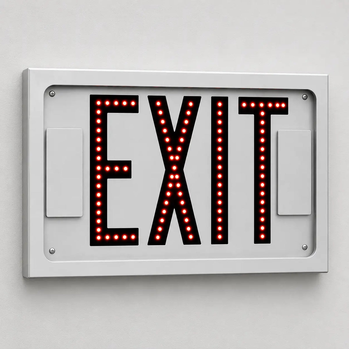 Direct-View Steel Exit Sign With Individual LEDs - 600E- USA, wall mount view