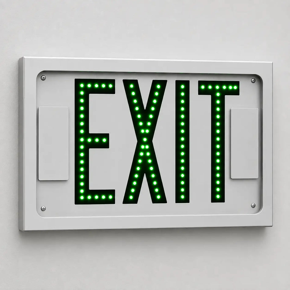 Direct-View Steel Exit Sign with Individual LEDs - USA, wall mount view