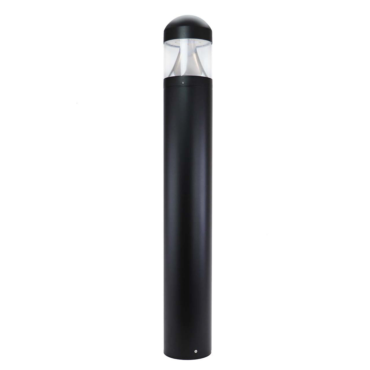 Round LED bollard light with lumen and Kelvin field selectable options for commercial outdoor lighting