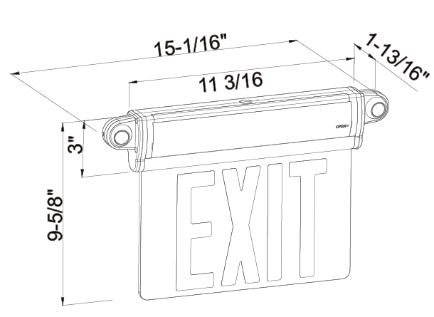 combination edge lit exit signs dimension 