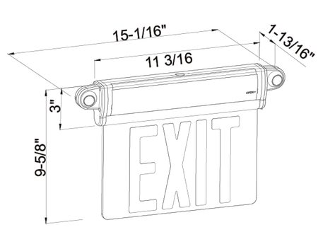 combination edge lit exit signs dimension 