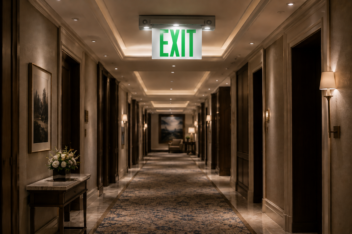 combo exit sign with down lights 
