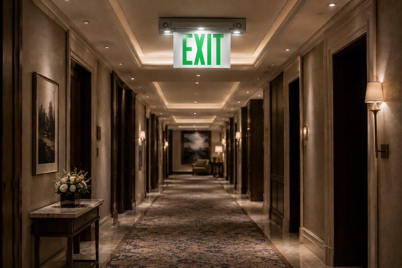 combo exit sign with down lights 