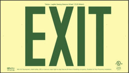 Photoluminescent Wireless Exit Sign 50 Feet Green UL Listed - Non Electric - Built in USA