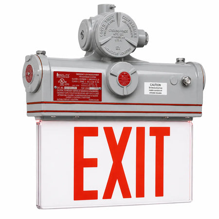 Explosion and Hazardous Location LED Edge lit Exit Sign - Made in USA- Class 1 Div 1 - Battery, left view