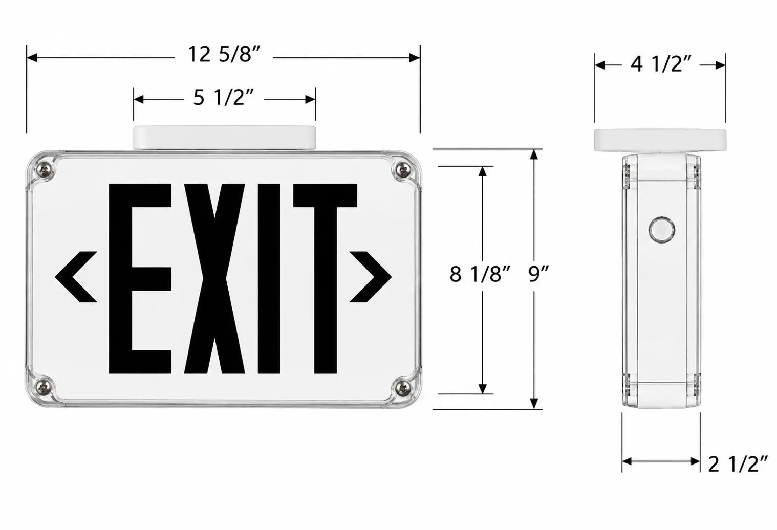 Exterior exit sign dimensions cc