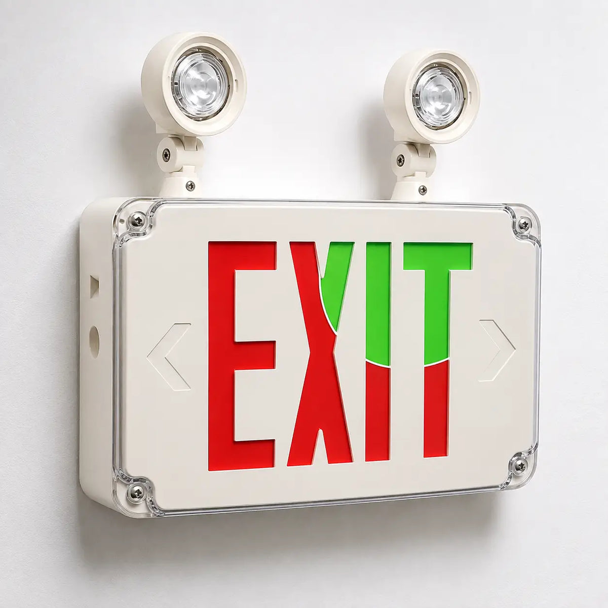 Exterior Rated Wet-Location Exit Signs Emergency Light- RED / Green Selectable, ceiling mounting