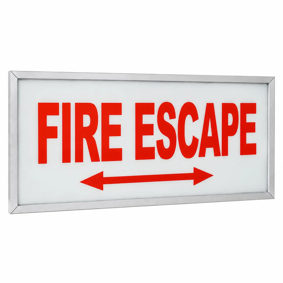 Fire Escape Exit Sign -Chicago Approved- Battery- Made in USA, both arrows