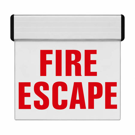 FIRE ESCAPE SIGN Edge lit - Chicago Approved, front view
