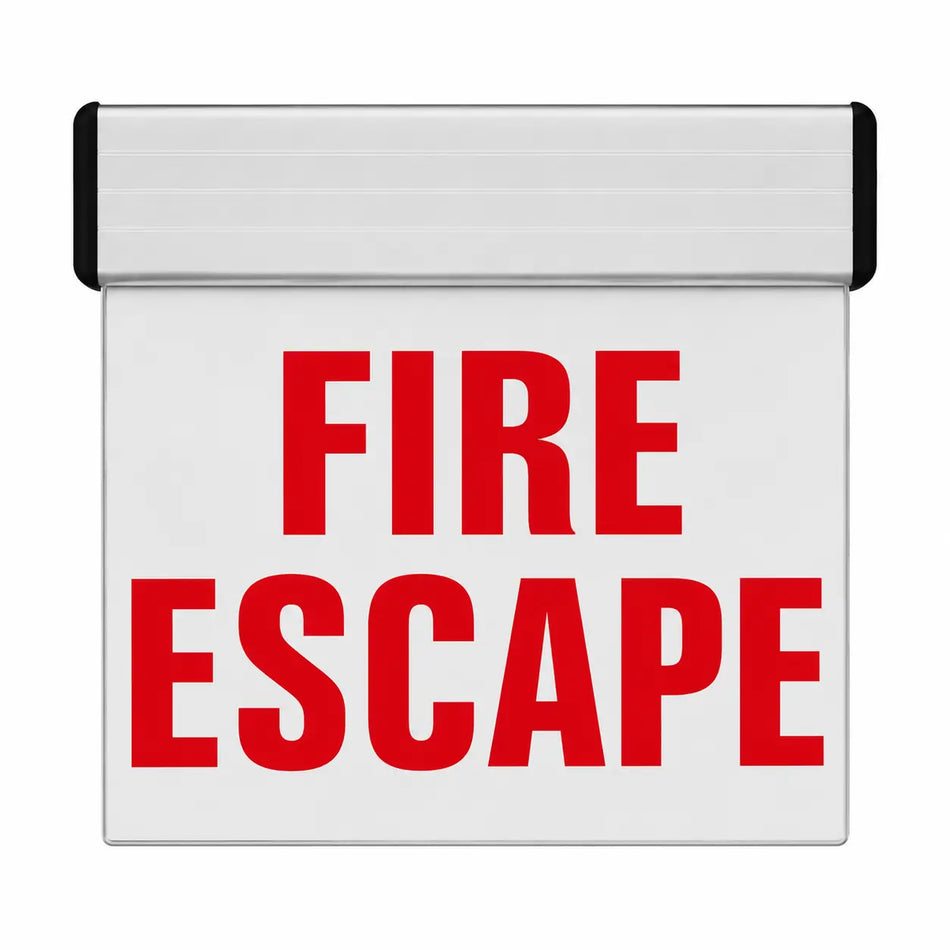 FIRE ESCAPE SIGN Edge lit - Chicago Approved, front view