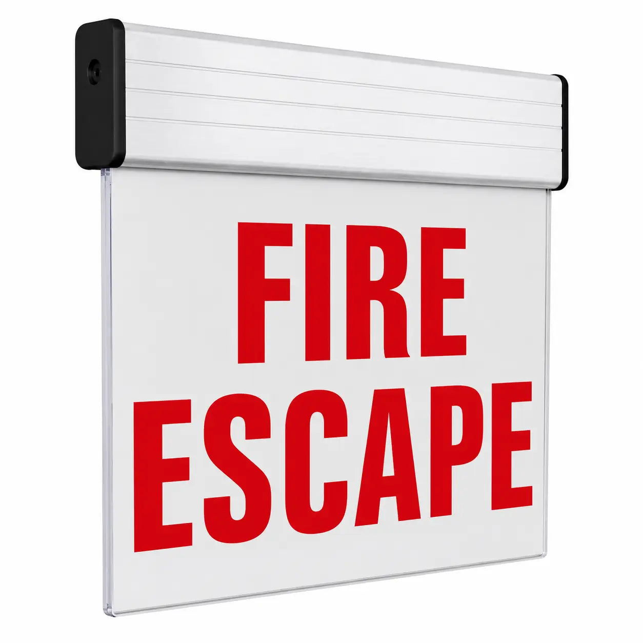FIRE ESCAPE SIGN Edge lit - Chicago Approved, side view