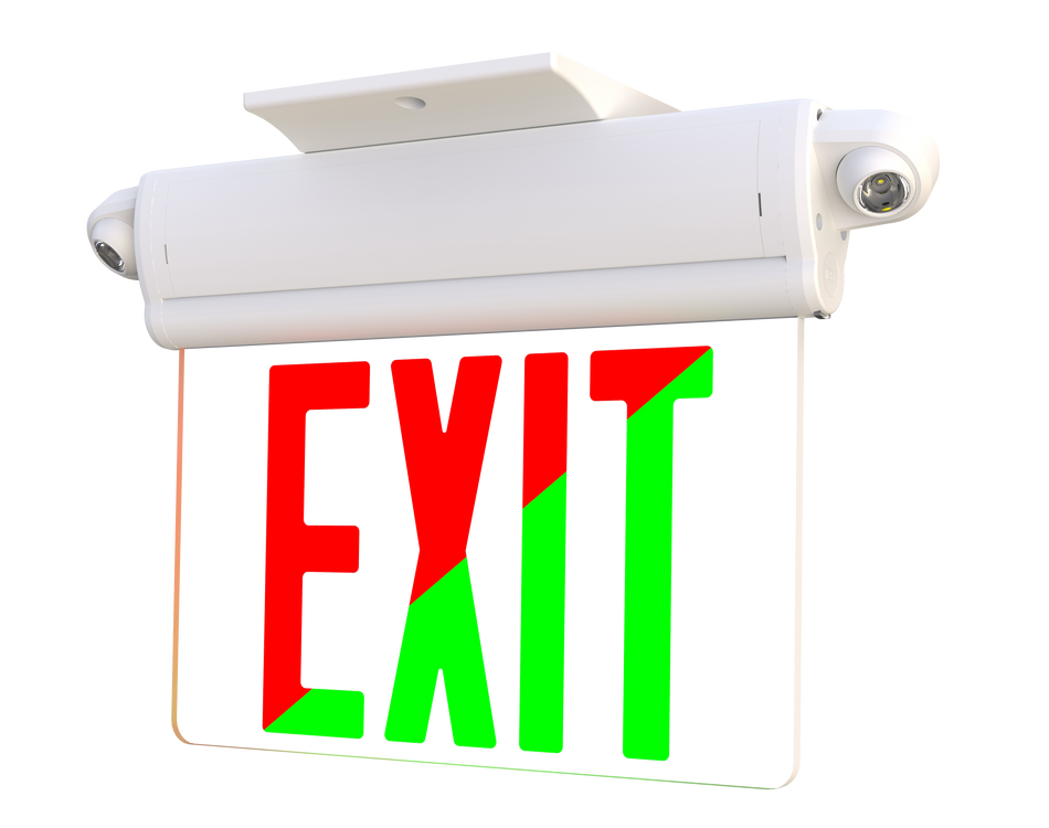 glass panel exit with emergency lights 