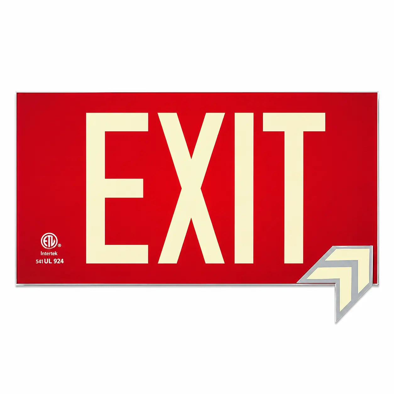 Glow in the Dark Photoluminscent Red Exit Sign, front view