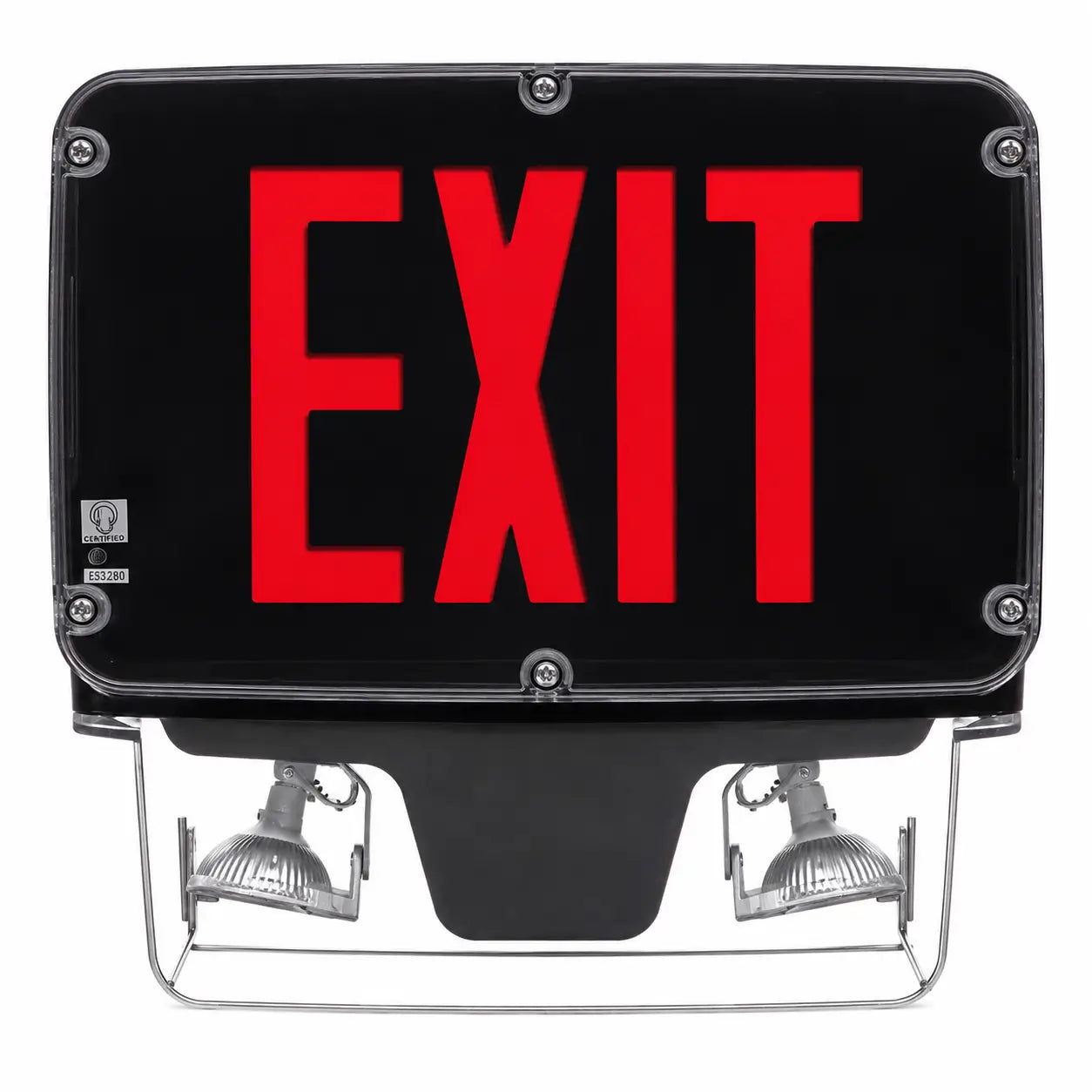 Hazardous Location Class 1 Div 2 Emergency Exit Sign with Lights, front view