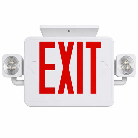 High Wattage Combo Exit Sign with Emergency Lights 1.5 Watts - 5 Yr Warranty, ceiling mount view