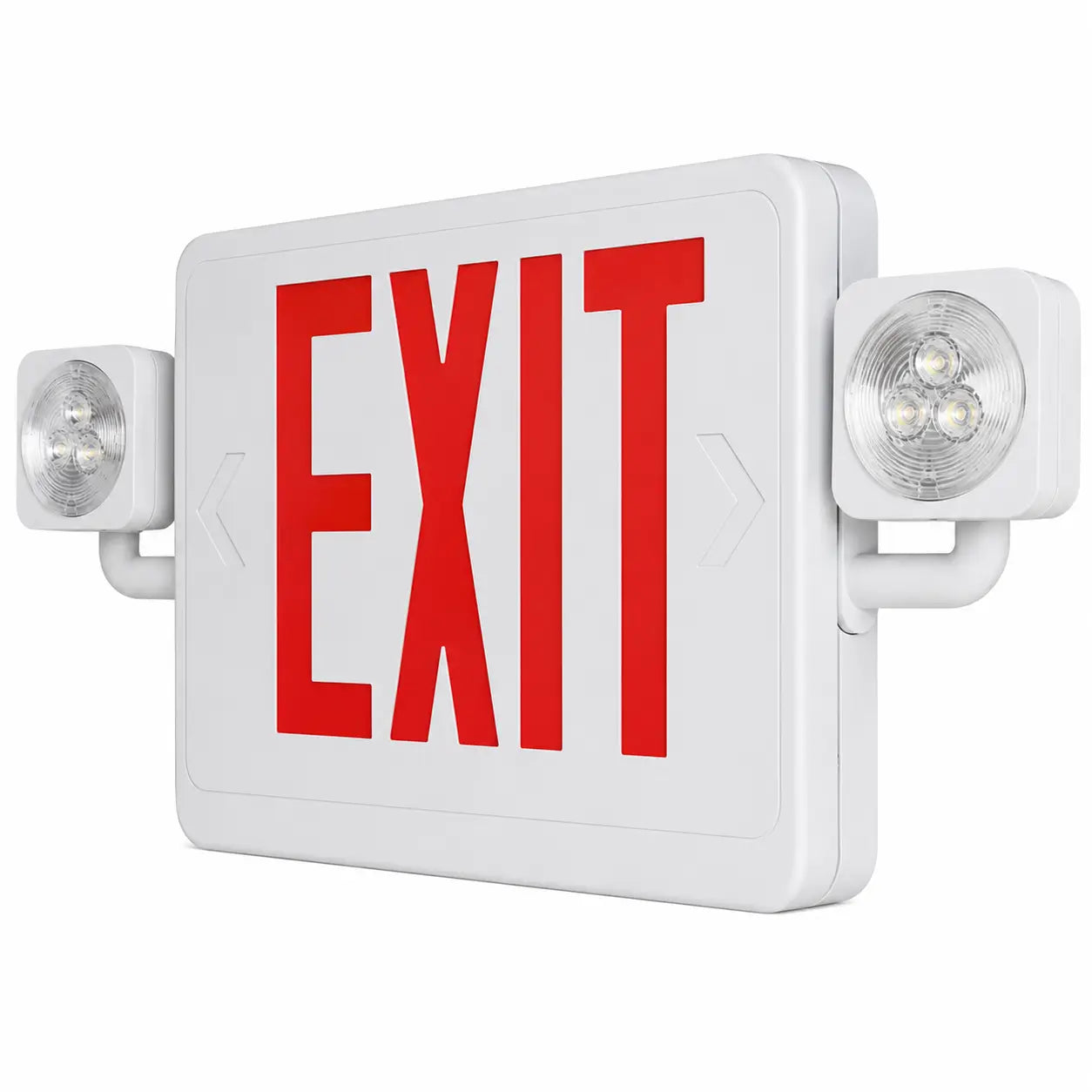 High Wattage Combo Exit Sign with Emergency Lights 1.5 Watts - 5 Yr Warranty, side view