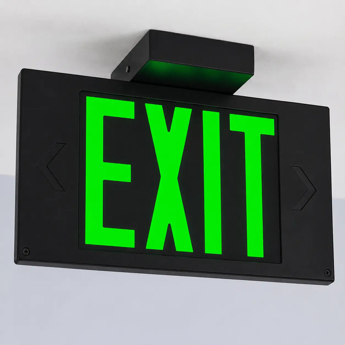 LEC Exit Sign Battery Backup - Made in USA, ceiling mounted view