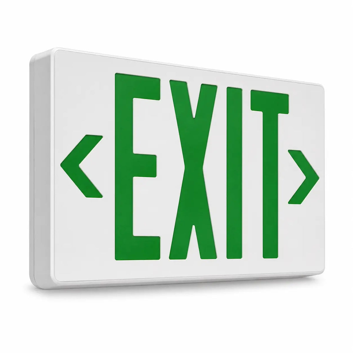 Lithonia Thermplastic Green Led Exit Sign With Battery Back Up, left angle