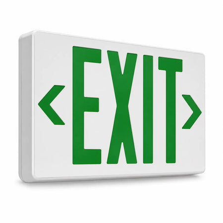 Lithonia Thermplastic Green Led Exit Sign With Battery Back Up, left angle