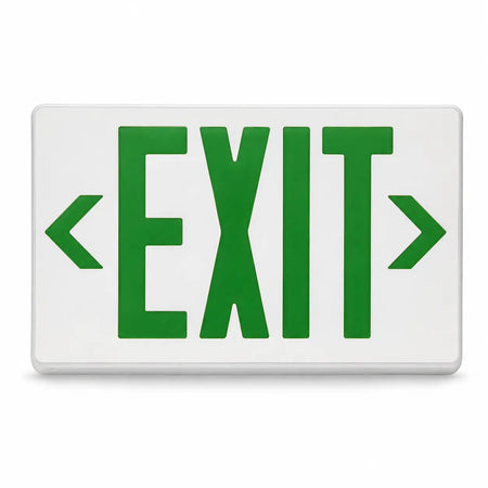 Lithonia Thermplastic Green Led Exit Sign With Battery Back Up