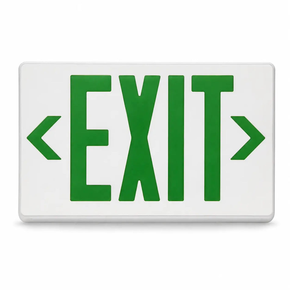 Lithonia Thermplastic Green Led Exit Sign With Battery Back Up