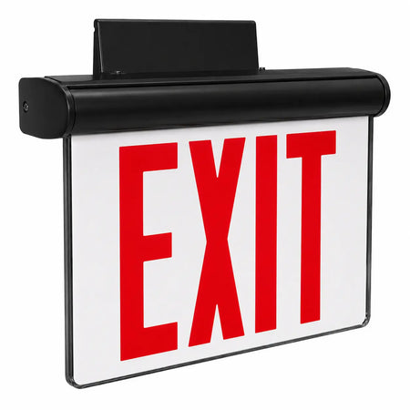 New York Approved Fully Universal Recessed and Surface Mount Single and Double Face Edge Lit Exit Sign 8" Letters - Battery, black