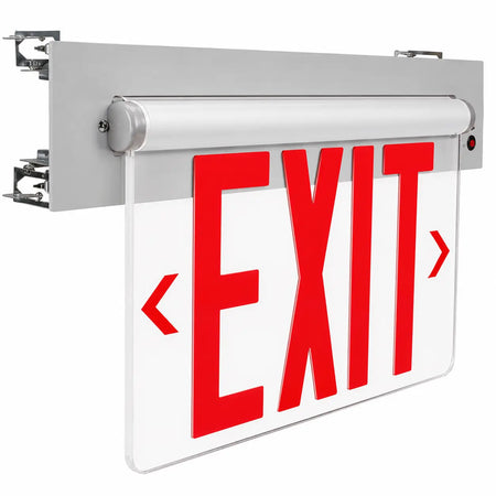 New York Approved Fully Universal Recessed and Surface Mount Single and Double Face Edge Lit Exit Sign 8" Letters - Battery, aluminum
