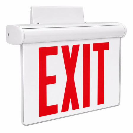 New York Approved Fully Universal Recessed and Surface Mount Single and Double Face Edge Lit Exit Sign 8" Letters - Battery, white