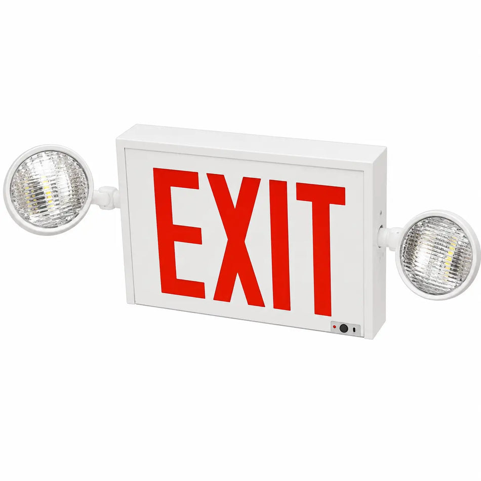 New York City Combo Exit Sign with Side Mounted Emergency Lights, side view