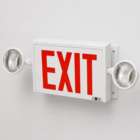 New York City Combo Exit Sign with Side Mounted Emergency Lights, wall mount view